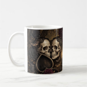 Gothic Skeleton Couple Dark Romance Victorian Rose Coffee Mug