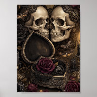Gothic Skeleton Couple Dark Romance Victorian Rose