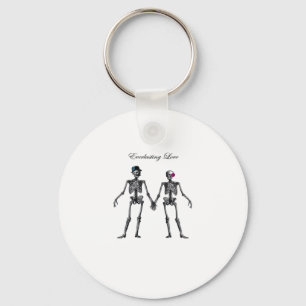 Gothic Skeleton Couple (Old Pink) Classic Key Ring