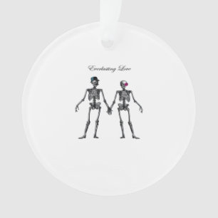 Gothic Skeleton Couple (Old Pink) Classic Ornament