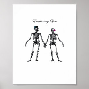 Gothic Skeleton Couple (Old Pink) Classic Poster