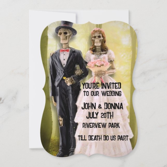 GOTHIC SKELETON COUPLE WEDDING CUSTOM INVITATIONS (Front)
