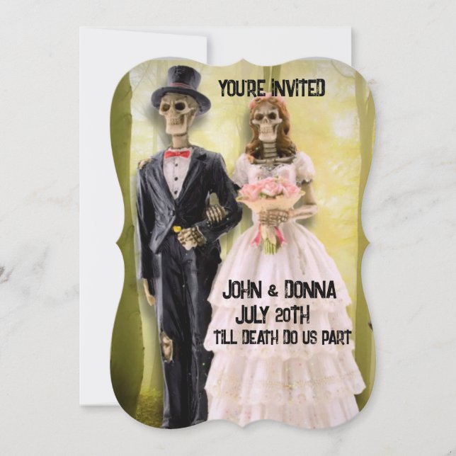 GOTHIC SKELETON COUPLE WEDDING CUSTOM INVITATIONS (Front)
