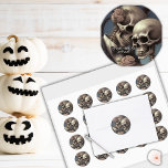 Gothic Skeleton Couple Wedding Details Classic Round Sticker<br><div class="desc">Welcome to the spookiest wedding round stickers around! These Skeleton Couple Wedding Round Stickers are perfect for all you Halloween lovers, gothic wedding enthusiasts, and moody romantics out there. Whether you're looking to add a touch of macabre love to your invites or just want to embellish your envelopes with some...</div>