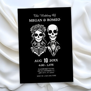 Gothic skeleton couple wedding invitation