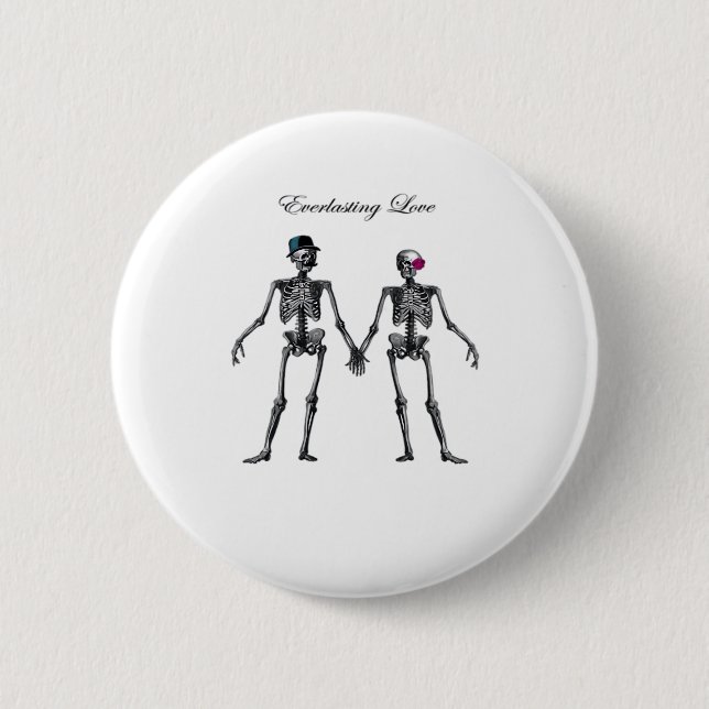 Gothic Skeleton Couple (White) Classic 6 Cm Round Badge (Front)
