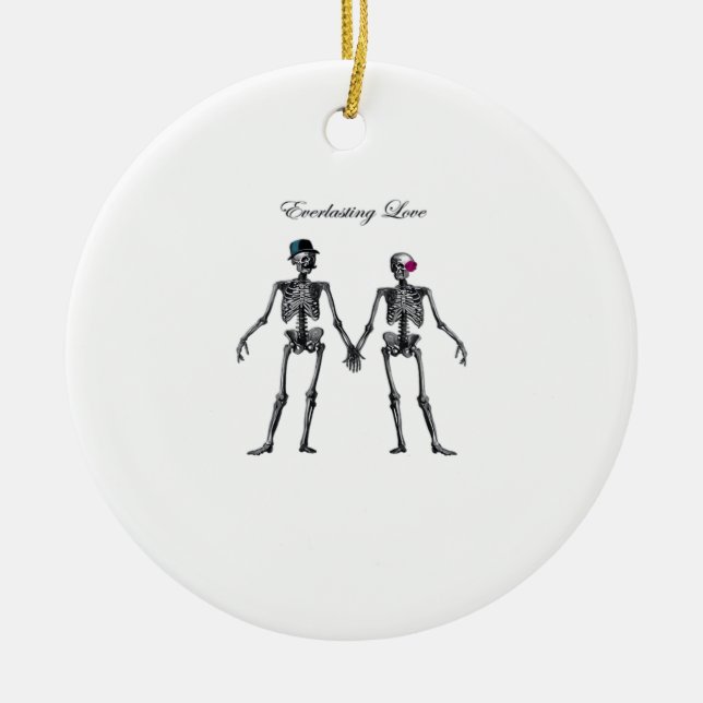 Gothic Skeleton Couple (White) Classic Ceramic Tree Decoration (Front)