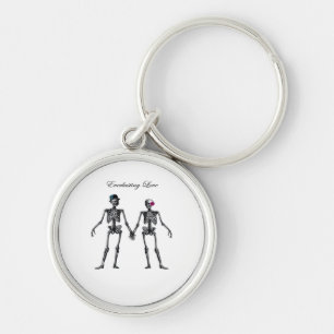Gothic Skeleton Couple (White) Classic Key Ring