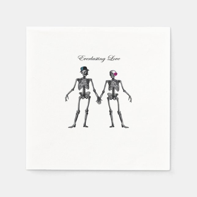 Gothic Skeleton Couple (White) Classic Napkin (Front)