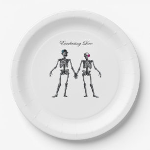 Gothic Skeleton Couple (White) Classic Paper Plate