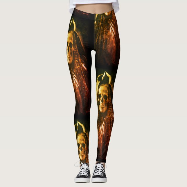 Gothic Skeleton Ghost Leggings (Front)