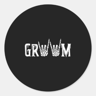 Gothic Skeleton Groom Wedding Just Married Spooky Classic Round Sticker