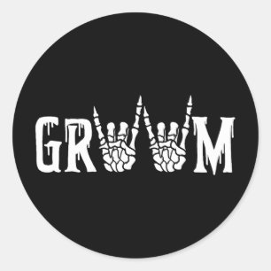 Gothic Skeleton Groom Wedding Just Married Spooky Classic Round Sticker