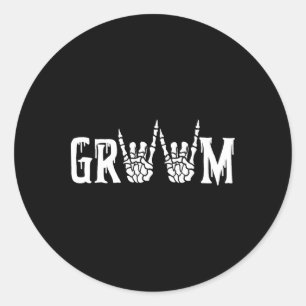 Gothic Skeleton Groom Wedding Just Married Spooky Classic Round Sticker