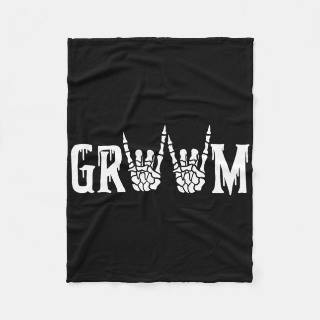 Gothic Skeleton Groom Wedding Just Married Spooky  Fleece Blanket (Front)