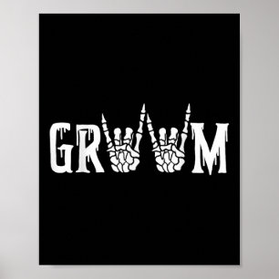 Gothic Skeleton Groom Wedding Just Married Spooky  Poster