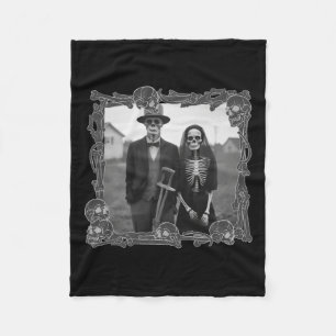 Gothic Skeleton Halloween Costume  Fleece Blanket
