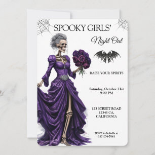 Gothic Skeleton Halloween Girls Night Out Purple R Invitation