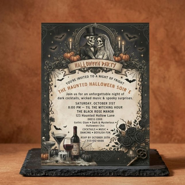 Gothic Skeleton Halloween Party | Victorian Skull  Invitation (Creator Uploaded)