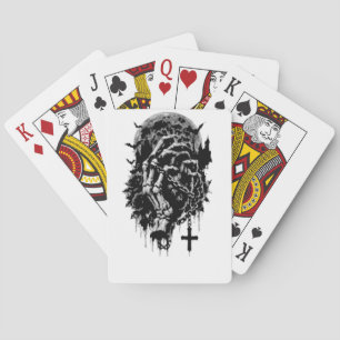 Gothic Skeleton Hands Red Roses Halloween Horror D Playing Cards