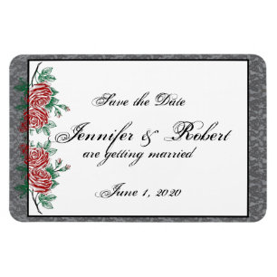 Gothic Skeleton Hands Roses Wedding Save the Date Magnet