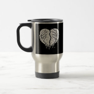 Gothic Skeleton Heart Hands Retro Aesthetic Travel Mug