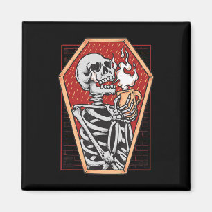 Gothic Skeleton in Coffin Mall Goth Halloween Aest Magnet
