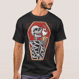 Gothic Skeleton in Coffin Mall Goth Halloween Aest T-Shirt