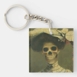 Gothic Skeleton Lady Acrylic Key Chain