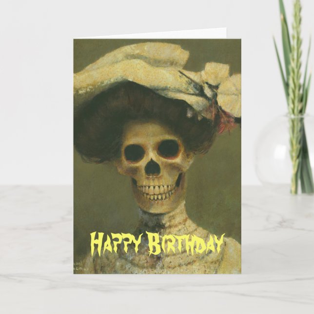 Gothic Skeleton Lady Birthday Card (Front)