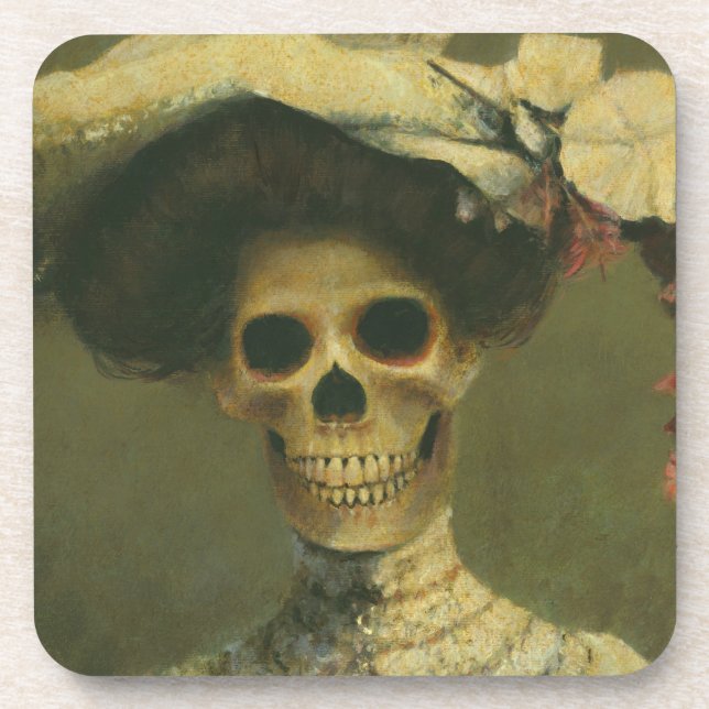 Gothic Skeleton Lady Cork Coaster (Front)
