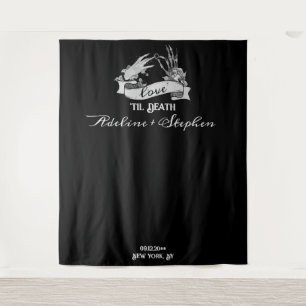 Gothic Skeleton Love Til Death Wedding Backdrop Tapestry