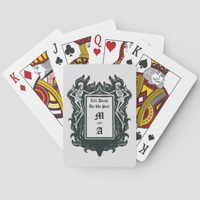 Gothic Skeleton Love Till Death Do Us Part  Playing Cards (Back)
