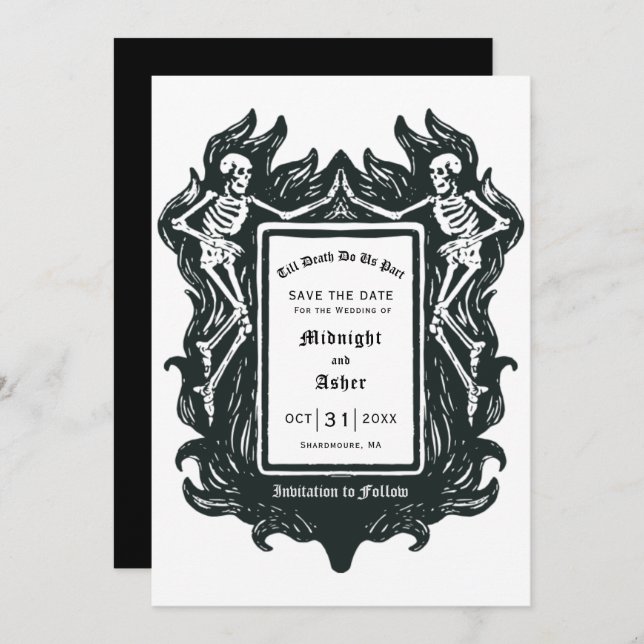 Gothic Skeleton Love Till Death Do Us Part  Save The Date (Front/Back)