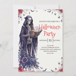 Gothic Skeleton Man Halloween Party Invitation
