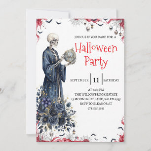 Gothic Skeleton Man Halloween Party Invitation