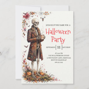 Gothic Skeleton Man Halloween Party Invitation