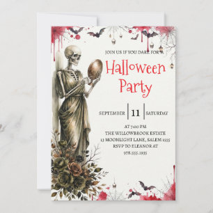 Gothic Skeleton Man Halloween Party Invitation