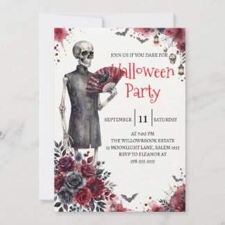 Gothic Skeleton Man Halloween Party Invitation