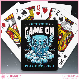 Gothic Skeleton Monogram Initials Playing Cards