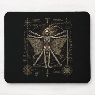Gothic Skeleton Moth Fairy Occult Vintage Art Mouse Mat