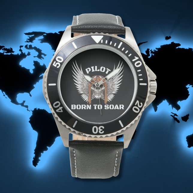 Gothic Skeleton Pilot Wings Born To Soar Aviation  Watch (Creator Uploaded)