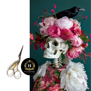 Gothic Skeleton Pink Floral Raven Dark  Decoupage  Tissue Paper