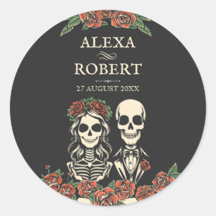 Gothic skeleton roses couple wedding Sticker