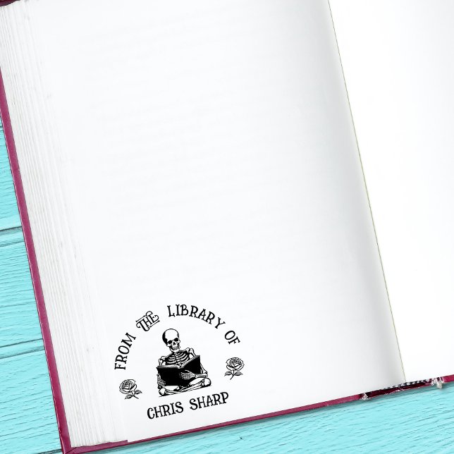 Gothic Skeleton Roses From The Library Of Book Self-inking Stamp (Creator Uploaded)