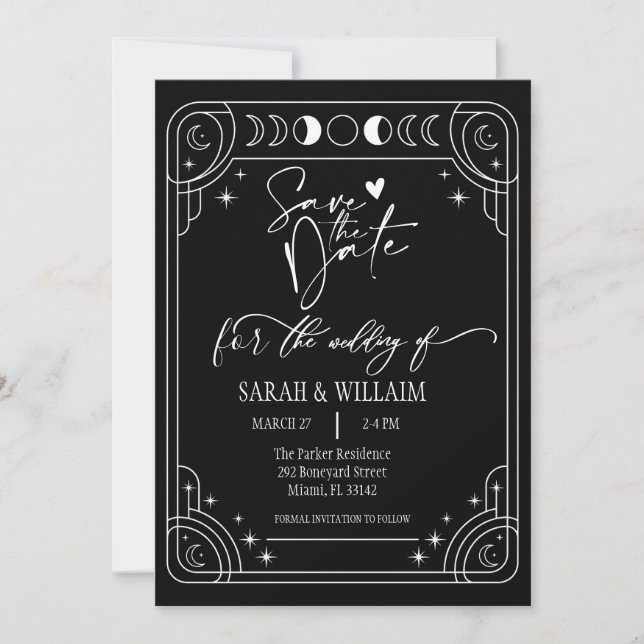Gothic Skeleton Save the Date Invitation Dark Love (Front)