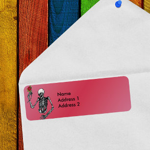 Gothic Skeleton Single Red Rose Return Address