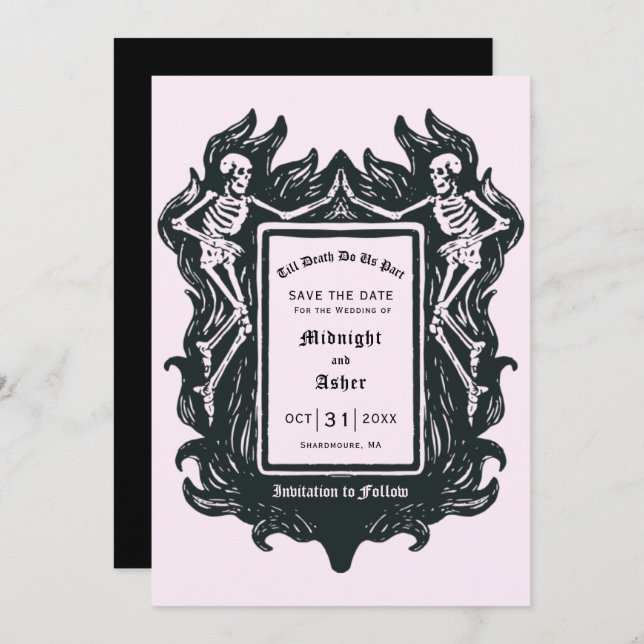 Gothic Skeleton Till Death Do Us Part  Save The Date (Front/Back)