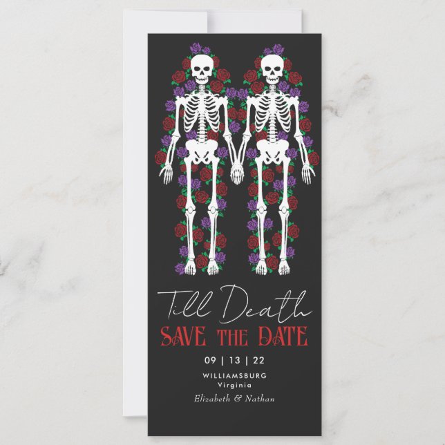 Gothic Skeleton Till Death Save the Date  Invitation (Front)
