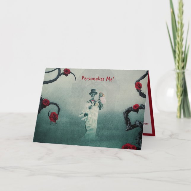 Gothic Skeleton Wedding Love You To Death Note Card (Front)